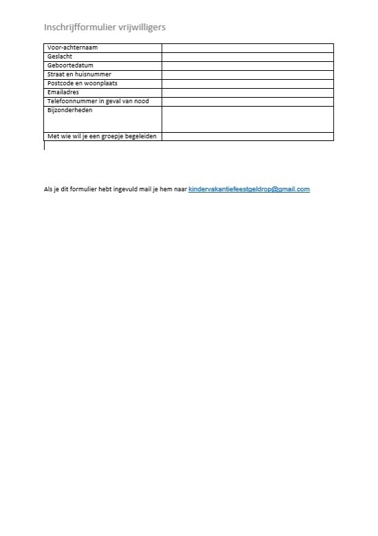 Word-Document: inschrijfformulier voor vrijwilligers